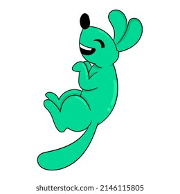 comadreja verde riéndose en la espalda, ilustración vectorial art. doodle imagen kawaii.