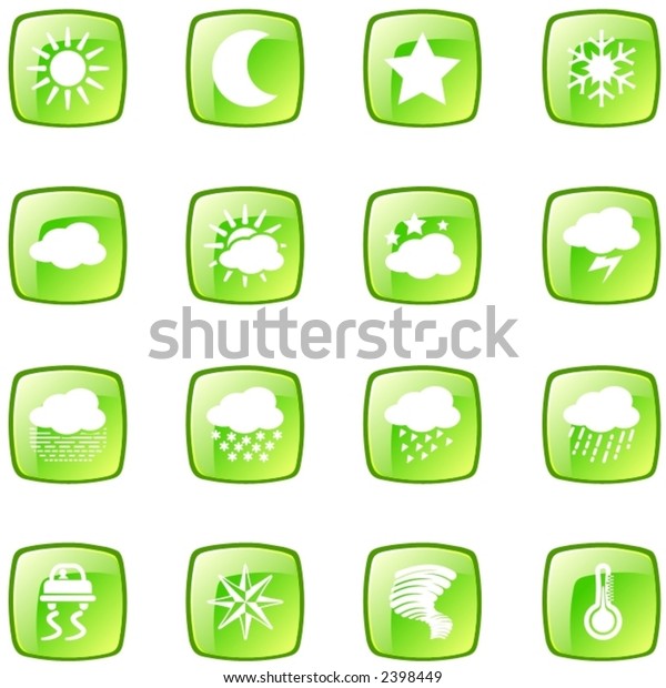 Green Weather Icons Stock Vector (Royalty Free) 2398449 Shutterstock