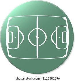 green web button with uneven hand drawn football field plan, top view. esp 10 vector illustration.