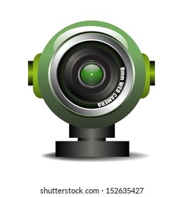 Green web camera isolated on a white background