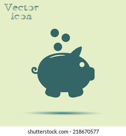 green web icon with shadow vector illustration