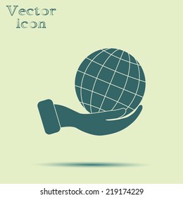 green web icon with shadow vector illustration 