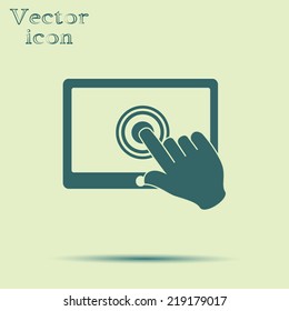 green web icon with shadow vector illustration 