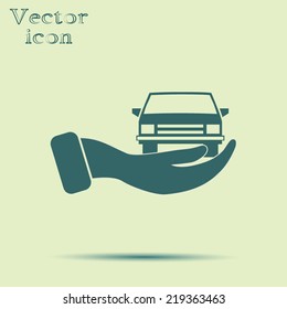 green web icon with shadow vector illustration