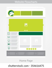 Green Web template simple vector: Home Page