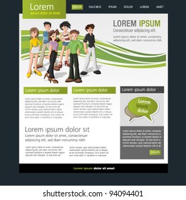 Green website template with teenagers