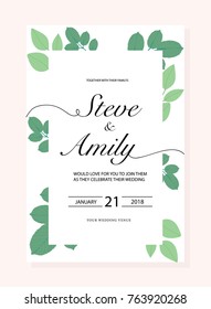 green Wedding Invitation Card