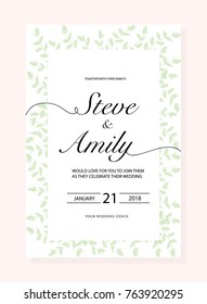 green Wedding Invitation Card