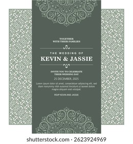 green wedding invitations mandala style