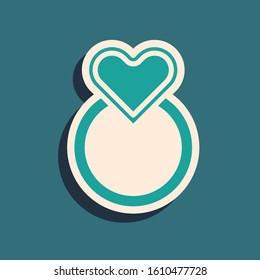 Green Wedding rings icon isolated on blue background. Bride and groom jewelry sign. Marriage symbol. Diamond ring. Long shadow style. Vector Illustration Green Wedding rings icon isolated on blue background. Bride and groom jewelry sign. Marriage symbol. Diamond ring. Long shadow style. Vector Illustration