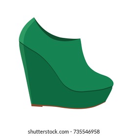 Green Wedge booties icon in cartoon style isolated on white background. Shoes symbol stock vector illustration. Wedge boots women shoes