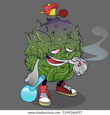 green weed leaf monster with bong