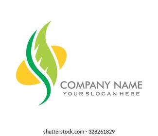 green weed leaf plant vector logo image icon