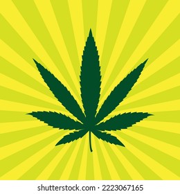 Grünes Marihuana-Blatt auf dem Hintergrund der Rochen