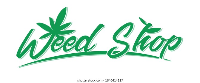 green weed shop logo. vector