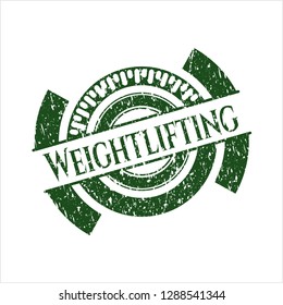 Green Weightlifting grunge style stamp