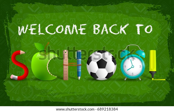 Green Welcome Back School Background Sign Stock Vector Royalty Free