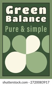 Un póster temático de bienestar verde con Formas circulares y el texto Green Balance puro y simple.