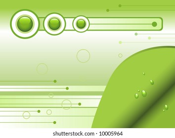 green wet leaf on corner- abstract background. vector illustration