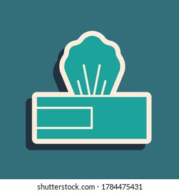 Green Wet wipe pack icon isolated on green background. Long shadow style. Vector.