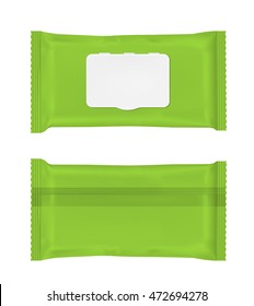 Green wet wipes package with flap.