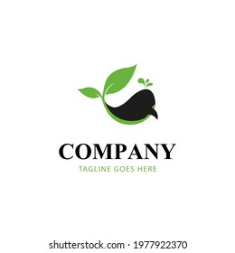 Green Whale Nature Vector Logo