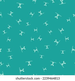 Green Whale tail in ocean wave icon isolated seamless pattern on green background.  Vector