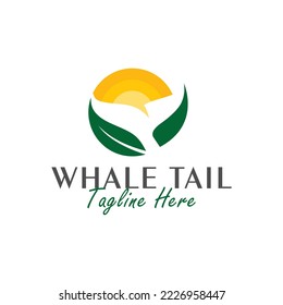 green whale tail vector illustration logo design