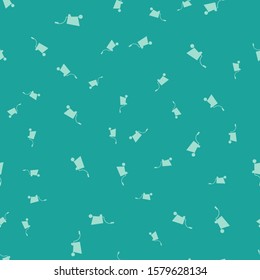 Green Wheelbarrow icon isolated seamless pattern on green background. Tool equipment. Agriculture cart wheel farm.  Vector Illustration