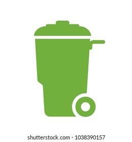 Green wheely trash container vector icon illustration isolated on white background