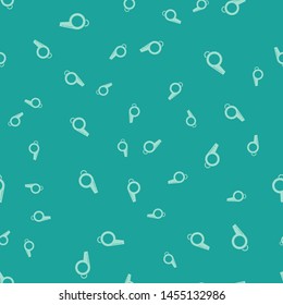 Green Whistle icon isolated seamless pattern on green background. Referee symbol. Fitness and sport sign.  Vector Illustration