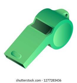 Green whistle icon. Isometric of green whistle vector icon for web design isolated on white background