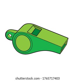 Green whistle vector illustration and isolated on a white background.