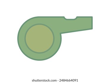 Green whistle to warn on white background