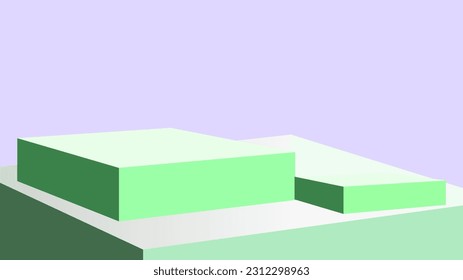 Green and white 3D Platforms with copy space presentation background