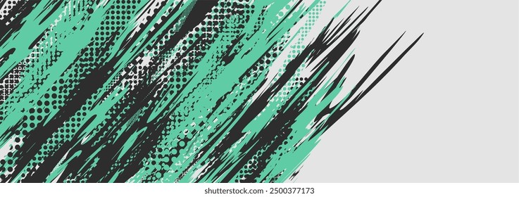 a green and white abstract background with a black and white design