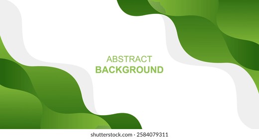 Green and white abstract background with fluid wave shapes. Modern dynamic wallpaper. Template banner background for sales, business, ads, events, web, pages, and others