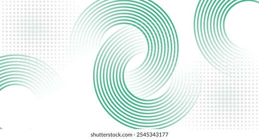 Green white abstract background overlap layer on bright space with circles effect decoration. Modern banner with lines style.