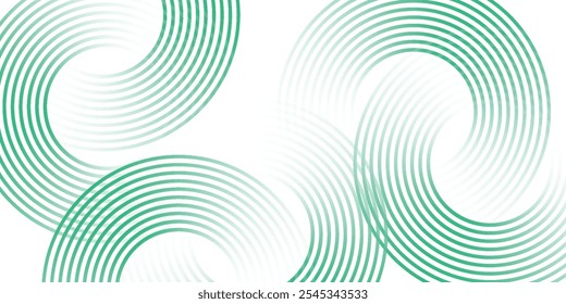 O fundo abstrato branco verde sobrepõe a camada no espaço brilhante com a decoração de efeito círculos. Banner moderno com estilo de linhas.