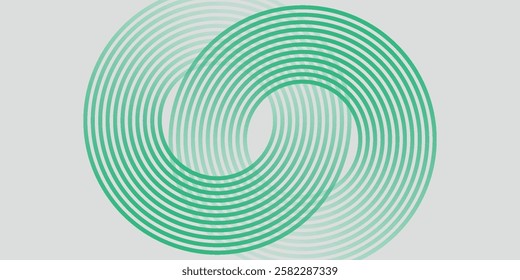 Green white abstract background overlap layer on bright space with circles effect decoration. Modern banner with lines style. Graphic design element stripes concept for banner arts