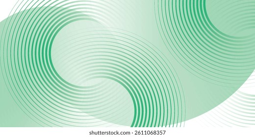 Green white abstract background overlap layer on bright space with circles effect decoration. Modern banner with lines style.