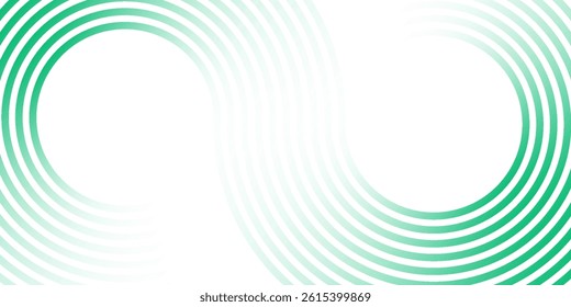 Green white abstract background overlap layer on bright space with circles effect decoration. Graphic design element stripes concept for flyer, card, or brochure cover. vector illustration