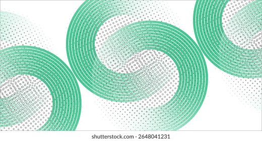 Green white abstract background overlap layer on bright space with circles effect decoration. Modern banner with lines style. Graphic design element stripes concept for flyer, card, or brochure cover