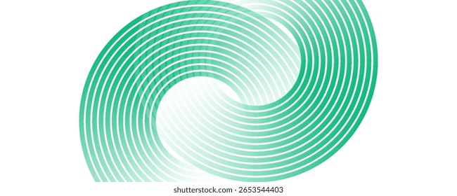 El fondo abstracto blanco verde se superpone a la capa en el espacio brillante con la decoración del efecto de los círculos. Moderno Anuncio con estilo de líneas. Concepto de rayas de elemento de Diseño gráfico para volante