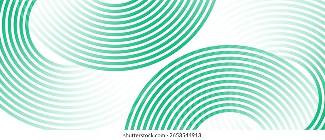 El fondo abstracto blanco verde se superpone a la capa en el espacio brillante con la decoración del efecto de los círculos. Moderno Anuncio con estilo de líneas. Concepto de rayas de elemento de Diseño gráfico para volante o cubierta de folleto. 