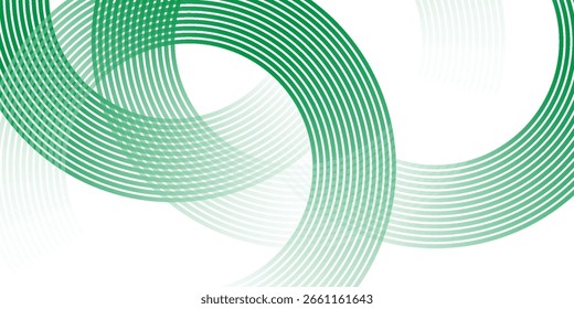 Grüner weißer abstrakter Hintergrund überlappt Schicht auf hellem Raum mit Kreisen Effekt Dekoration. Modernes Banner mit Linienstil.