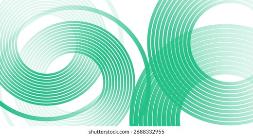 O fundo abstrato branco verde sobrepõe a camada no espaço brilhante com a decoração de efeito círculos. Banner moderno com estilo de linhas. Conceito de faixas de elementos de design gráfico para folheto, cartão ou capa de folheto