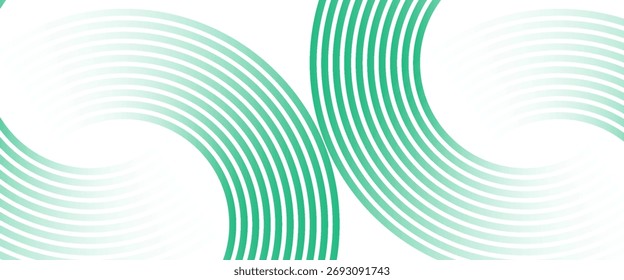 Grüner weißer abstrakter Hintergrund überlappt Schicht auf hellem Raum mit Kreisen Effekt Dekoration. Modernes Banner mit Linienstil. Grafische Design Element Streifen Konzept. Poster, Website