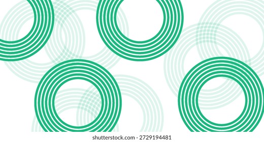 Camada de sobreposição de fundo abstrato branco verde no espaço brilhante com decoração de efeito de círculos. Banner moderno com estilo de linhas. Conceito de listras de elemento de design gráfico para folheto, cartão ou capa de brochura