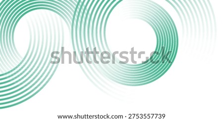 Green white abstract background overlap layer on bright space with circles effect decoration. Modern banner with lines style.